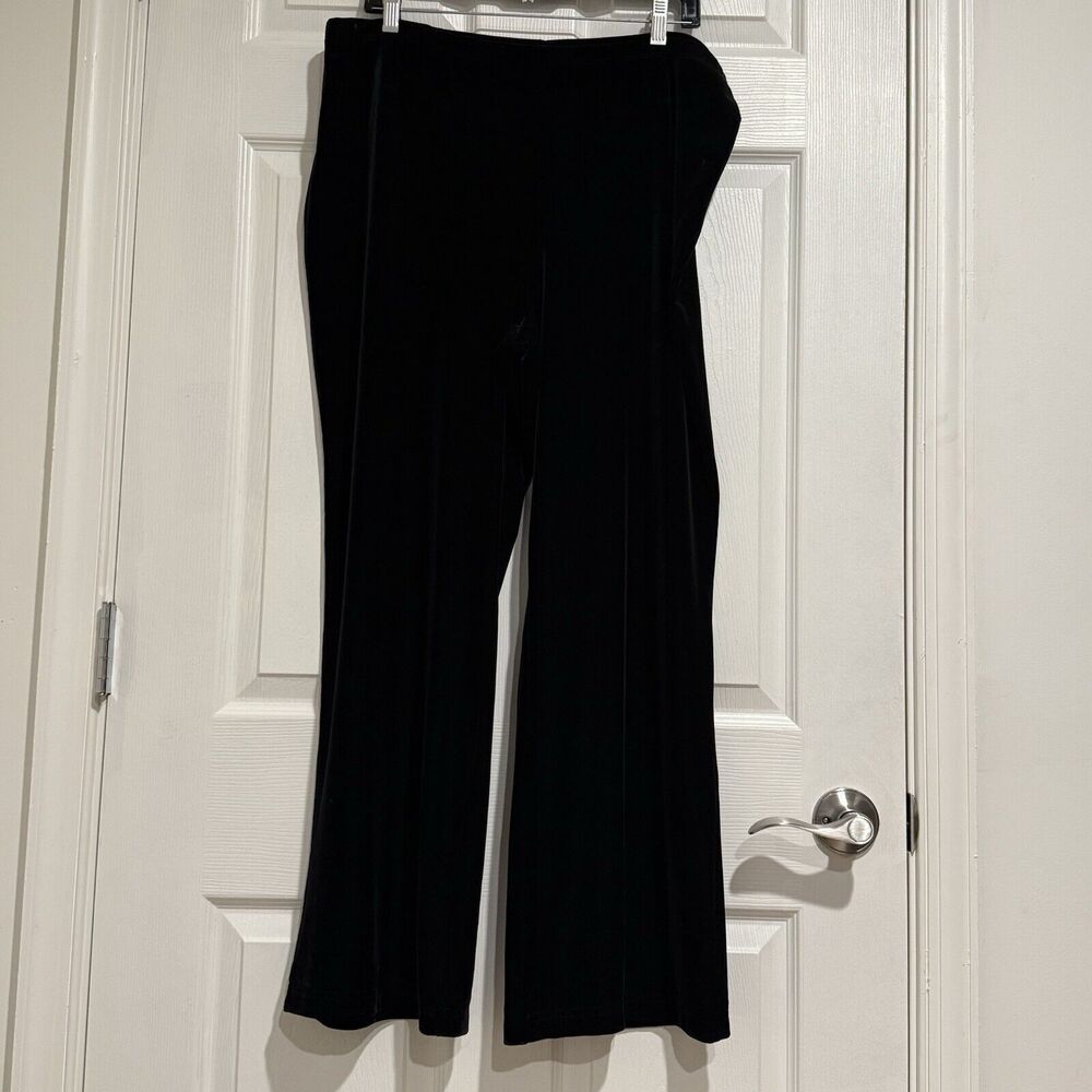 Talbots Black Crushed Velvet Pants Trousers Womens Size L Bootcut Classic Chic